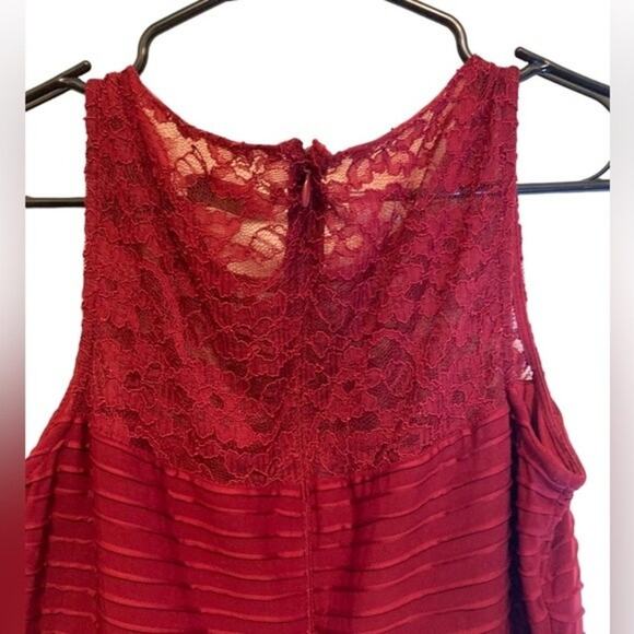 The Limited Sleeveless Mini Dress Fit to Flare Lace Burgundy Red Size 6 - Picture 4 of 10